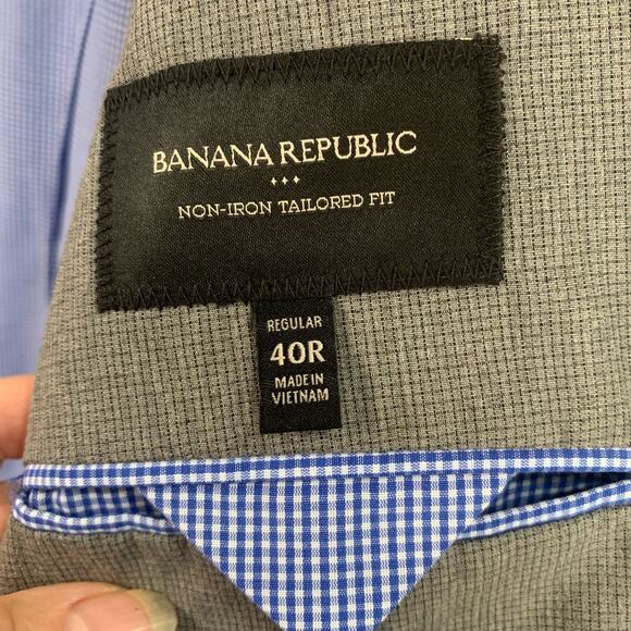 Banana Republic Sz 40R Non Iron Tailored Fit Sport Coat Blazer Jacket Blue - Picture 10 of 11